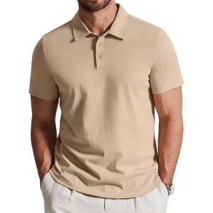 image:imageCOOFANDY Mens Cotton Polo Shirt Short Sleeve Golf Shirts 3 Buttons Casual Work T ShirtsKhaki