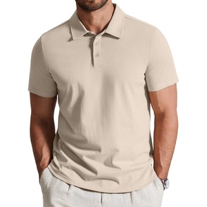 image:imageCOOFANDY Mens Cotton Polo Shirt Short Sleeve Golf Shirts 3 Buttons Casual Work T ShirtsLight Khaki