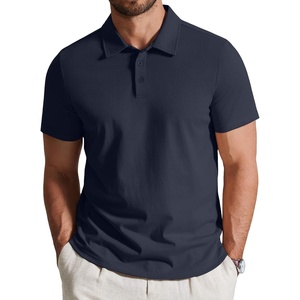 image:imageCOOFANDY Mens Cotton Polo Shirt Short Sleeve Golf Shirts 3 Buttons Casual Work T ShirtsMidnight Blue
