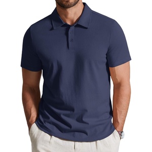image:imageCOOFANDY Mens Cotton Polo Shirt Short Sleeve Golf Shirts 3 Buttons Casual Work T ShirtsNavy Blue