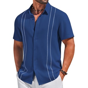 image:imageCOOFANDY Mens Cuban Guayabera Shirts Button Down Short Sleeve Shirt Casual Linen Summer Beach ShirtsRoyal Blue