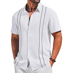 image:imageCOOFANDY Mens Cuban Guayabera Shirts Button Down Short Sleeve Shirt Casual Linen Summer Beach ShirtsWhite