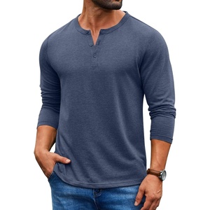 image:imageCOOFANDY Mens Henley Shirt Long Sleeve Casual Stretch Solid TShirts Fashion Pullover Lightweight Fall TopsNavy Blue