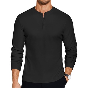 image:imageCOOFANDY Mens Henley TShirts Long Sleeve Pullover Shirt Casual Heavyweight Button Shirts Basic TeesBlack