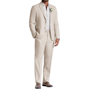 image:imageCOOFANDY Mens Linen Suits 2 Piece Regular Fit Suits Set Casual Lightweight Blazer Jacket and Pants for Summer WeddingBeige