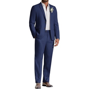 image:imageCOOFANDY Mens Linen Suits 2 Piece Regular Fit Suits Set Casual Lightweight Blazer Jacket and Pants for Summer WeddingNavy Blue