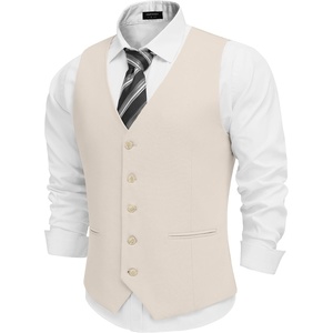 image:imageCOOFANDY Mens Linen Vest Casual Linen Slim Fit Suit Vests Dress Waistcoat Wedding Business PromBeige