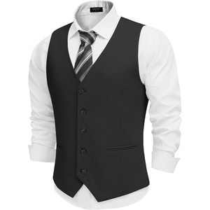 image:imageCOOFANDY Mens Linen Vest Casual Linen Slim Fit Suit Vests Dress Waistcoat Wedding Business PromBlack