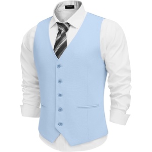 image:imageCOOFANDY Mens Linen Vest Casual Linen Slim Fit Suit Vests Dress Waistcoat Wedding Business PromLight Blue
