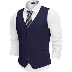 image:imageCOOFANDY Mens Linen Vest Casual Linen Slim Fit Suit Vests Dress Waistcoat Wedding Business PromNavy Blue