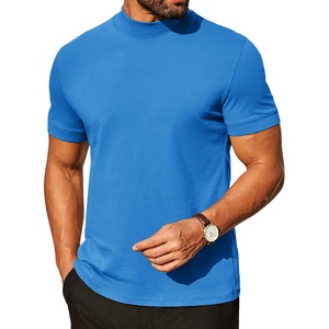 image:imageCOOFANDY Mens Mock Turtleneck Shirts Casual Premium Cotton Short Sleeve Shirt Basic Half Neck TShirtsBlue
