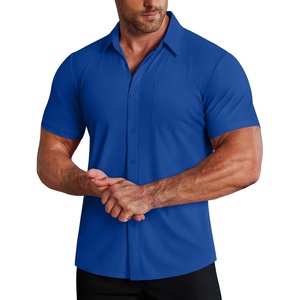 image:imageCOOFANDY Mens Muscle Fit Dress Shirts Stretch WrinkleFree Short Sleeve Casual Button Down ShirtsRoyal Blue