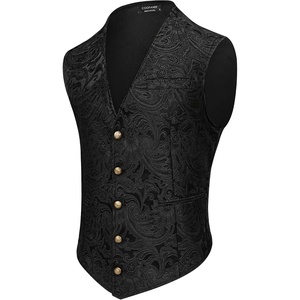 image:imageCOOFANDY Mens Paisley Vests Victorian Steampunk Gothic Suit Vest Slim Fit VNeck Tuxedo WaistcoatBlack