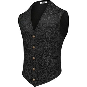 image:imageCOOFANDY Mens Paisley Vests Victorian Steampunk Gothic Suit Vest Slim Fit VNeck Tuxedo WaistcoatBlack Filigree