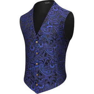 image:imageCOOFANDY Mens Paisley Vests Victorian Steampunk Gothic Suit Vest Slim Fit VNeck Tuxedo WaistcoatBlue