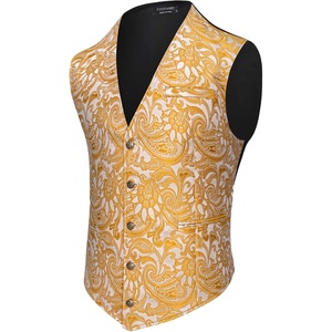 image:imageCOOFANDY Mens Paisley Vests Victorian Steampunk Gothic Suit Vest Slim Fit VNeck Tuxedo WaistcoatGold