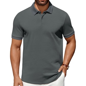 image:imageCOOFANDY Mens Polo Shirts 100 Cotton Heavyweight Short Sleeve Button Golf Shirts Classic Pullover Ribbed Collar and CuffsDark Grey Green