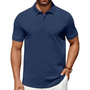image:imageCOOFANDY Mens Polo Shirts 100 Cotton Heavyweight Short Sleeve Button Golf Shirts Classic Pullover Ribbed Collar and CuffsDark Navy