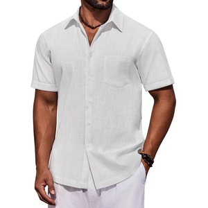 image:imageCOOFANDY Mens Short Sleeve Button Down Shirts Casual Cotton Beach Summer Linen Textured ShirtsWhite