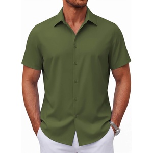 image:imageCOOFANDY Mens Short Sleeve Button Down Shirts Casual Summer Shirt Untucked Dress ShirtsArmy Green