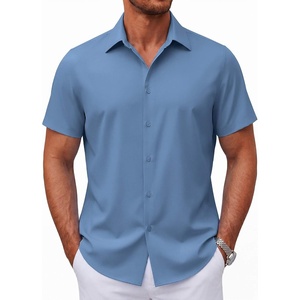 image:imageCOOFANDY Mens Short Sleeve Button Down Shirts Casual Summer Shirt Untucked Dress ShirtsCaptain Blue