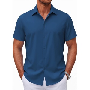 image:imageCOOFANDY Mens Short Sleeve Button Down Shirts Casual Summer Shirt Untucked Dress ShirtsDark Blue