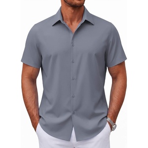 image:imageCOOFANDY Mens Short Sleeve Button Down Shirts Casual Summer Shirt Untucked Dress ShirtsDark Grey