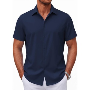 image:imageCOOFANDY Mens Short Sleeve Button Down Shirts Casual Summer Shirt Untucked Dress ShirtsNavy Blue