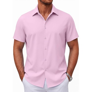 image:imageCOOFANDY Mens Short Sleeve Button Down Shirts Casual Summer Shirt Untucked Dress ShirtsPink