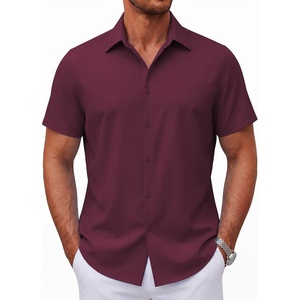 image:imageCOOFANDY Mens Short Sleeve Button Down Shirts Casual Summer Shirt Untucked Dress ShirtsWine Red