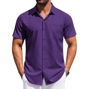 image:imageCOOFANDY Mens Short Sleeve Button Down Shirts Wrinkle Free Dress Shirt for Men Casual Untucked Shirt with PocketDeep Purple