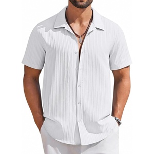 image:imageCOOFANDY Mens Short Sleeve Casual Button Down Shirts Textured Summer Beach ShirtWhite