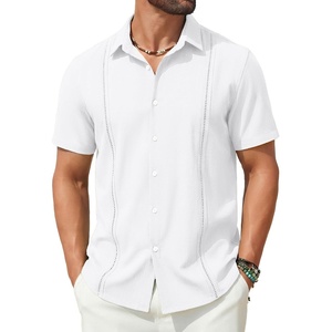 image:imageCOOFANDY Mens Short Sleeve Cuban Guayabera Shirt Casual Summer Beach Button Down ShirtsAwhite