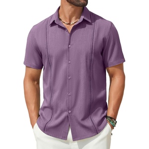 image:imageCOOFANDY Mens Short Sleeve Cuban Guayabera Shirt Casual Summer Beach Button Down ShirtsDeep Purple