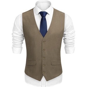 image:imageCOOFANDY Mens Suit Vest Formal Dress Vest Slim Fit Buesiness WeddingKhaki