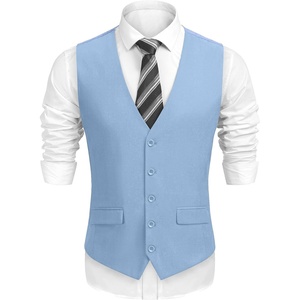 image:imageCOOFANDY Mens Suit Vest Formal Dress Vest Slim Fit Buesiness WeddingLight Blue