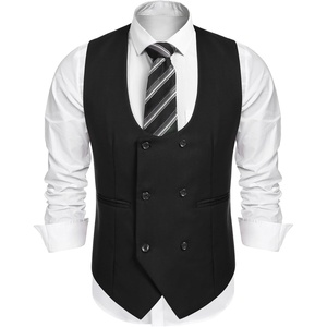 image:imageCOOFANDY Mens Suit Vest Slim Fit Double Breasted Dress Vest Casual Business Formal WaistcoatBlack