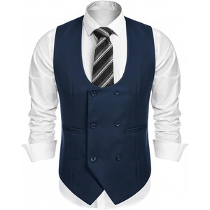 image:imageCOOFANDY Mens Suit Vest Slim Fit Double Breasted Dress Vest Casual Business Formal WaistcoatBlue