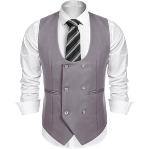 image:imageCOOFANDY Mens Suit Vest Slim Fit Double Breasted Dress Vest Casual Business Formal WaistcoatLight Grey