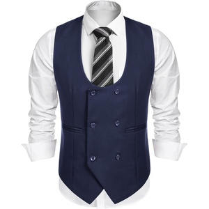 image:imageCOOFANDY Mens Suit Vest Slim Fit Double Breasted Dress Vest Casual Business Formal WaistcoatNavy Blue
