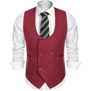 image:imageCOOFANDY Mens Suit Vest Slim Fit Double Breasted Dress Vest Casual Business Formal WaistcoatRed