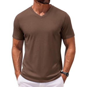 image:imageCOOFANDY Mens T Shirts V Neck Short Sleeve Plain Casual Cotton Basic Pullover TeesBrown