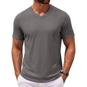image:imageCOOFANDY Mens T Shirts V Neck Short Sleeve Plain Casual Cotton Basic Pullover TeesGrey