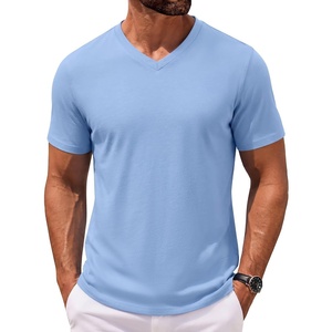 image:imageCOOFANDY Mens T Shirts V Neck Short Sleeve Plain Casual Cotton Basic Pullover TeesLight Blue