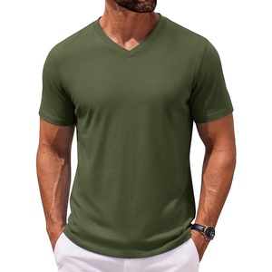 image:imageCOOFANDY Mens T Shirts V Neck Short Sleeve Plain Casual Cotton Basic Pullover TeesOlive Green