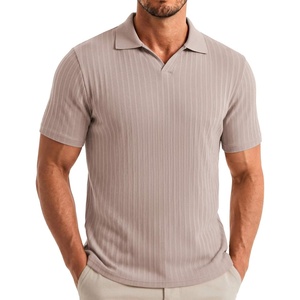 image:imageCOOFANDY Mens V Neck Polo Shirts Short Sleeve Golf TShirts Ribbed Knit Soft TeesKhaki