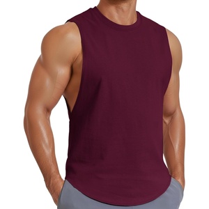 image:imageCOOFANDY Mens Workout Tank Tops Cut Off Bodybuilding Fitness Muscle Shirts Wide Armholes Summer Sleeveless ShirtWine Red