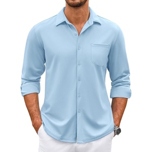 image:imageCOOFANDY Mens Wrinkle Free Dress Shirts Long Sleeve Untucked Shirts Casual Button Down ShirtsBlue