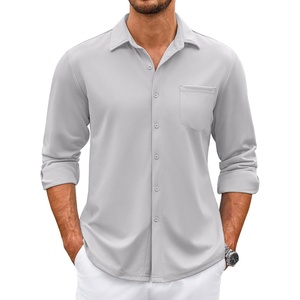 image:imageCOOFANDY Mens Wrinkle Free Dress Shirts Long Sleeve Untucked Shirts Casual Button Down ShirtsLight Grey