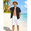 image:imageCOOFANDY Linen Shirts for Men Short Sleeve Button Down Shirt Casual Beach Summer Vacation Shirt with PocketBlack